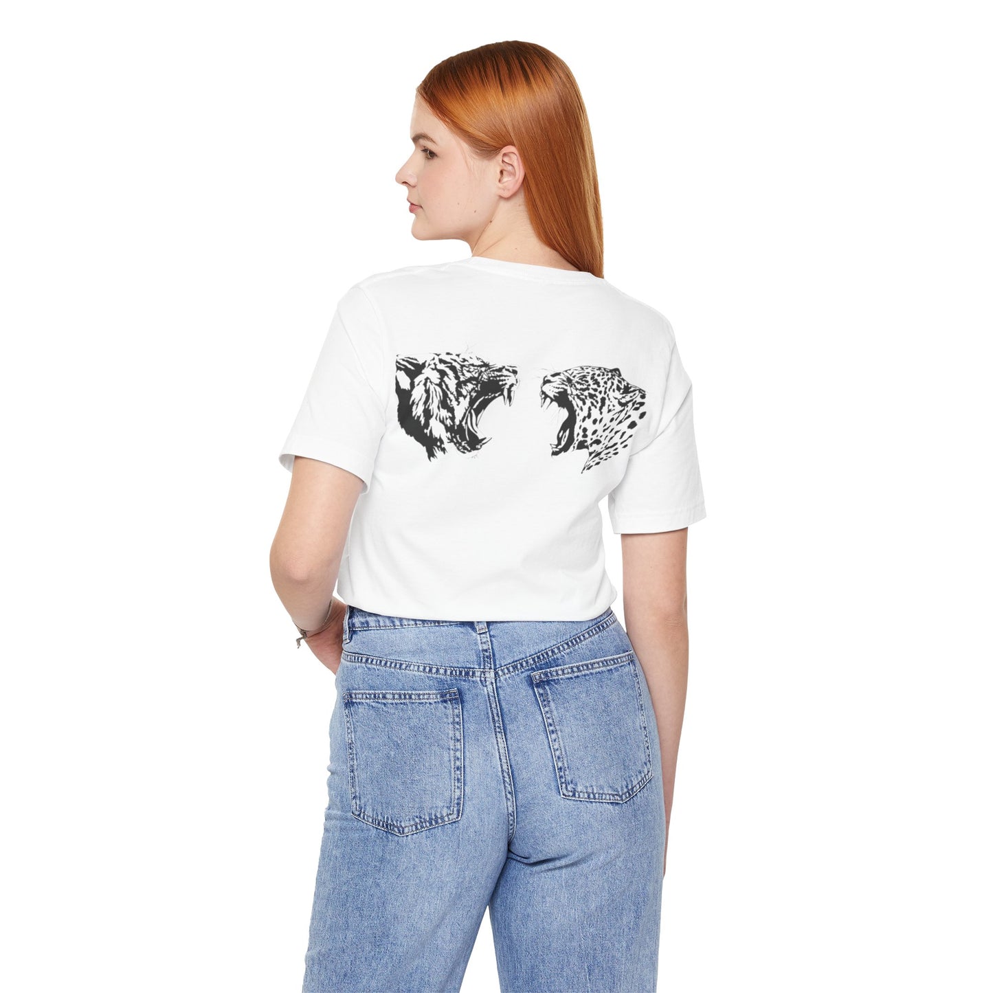 Aa original cheetah vs tiger graphic slogan jersey short sleeve boyfriend tee