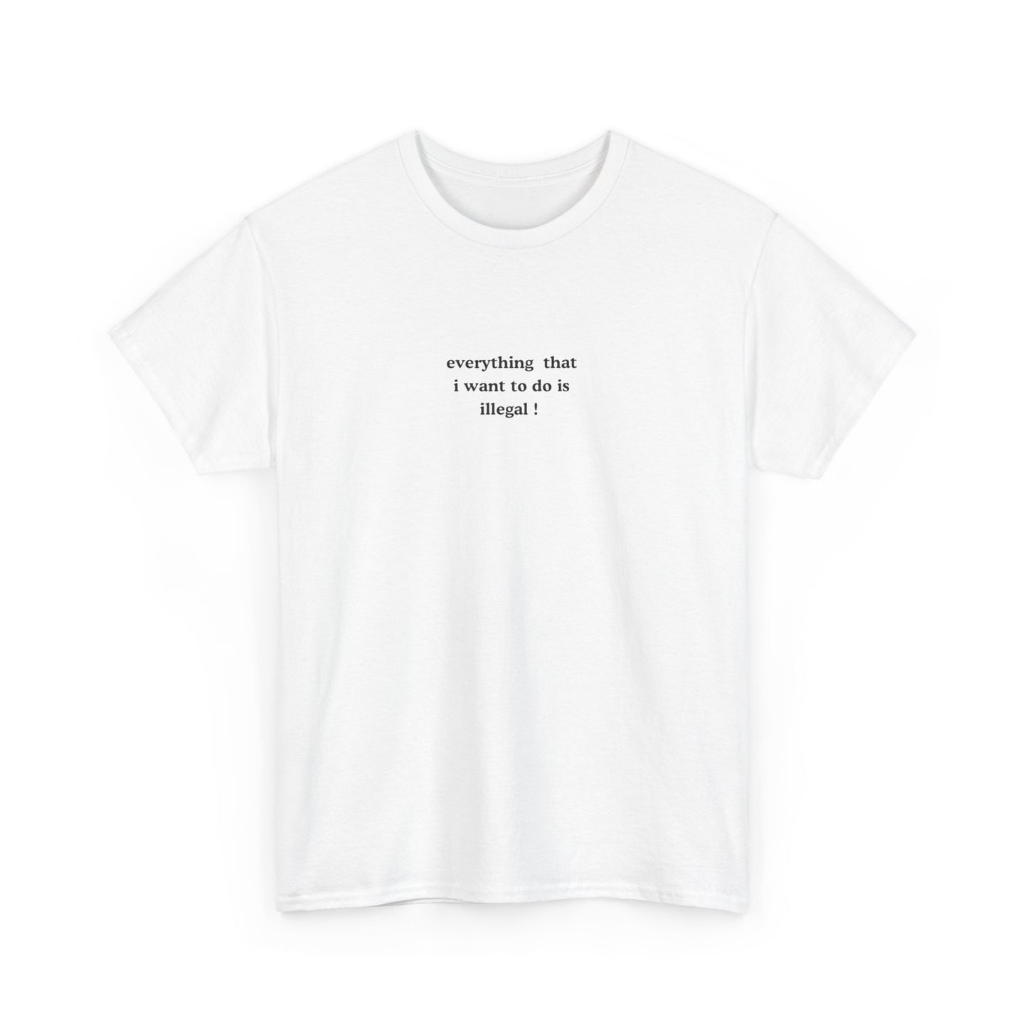 Aa everything that I want to do is illegal ! graphic slogan jersey short sleeve original cotton boyfriend tee