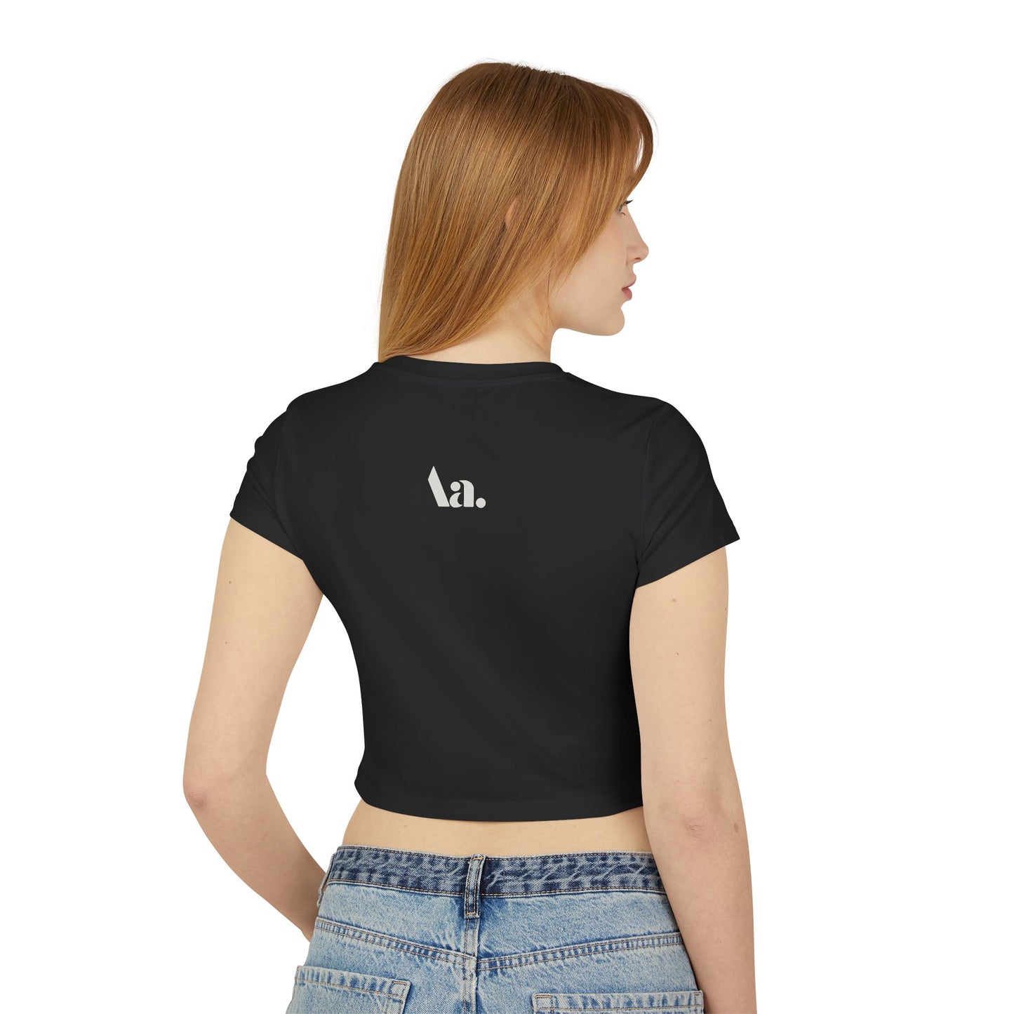 divine feminine edit cropped baby tee black; Dark Angel graphic