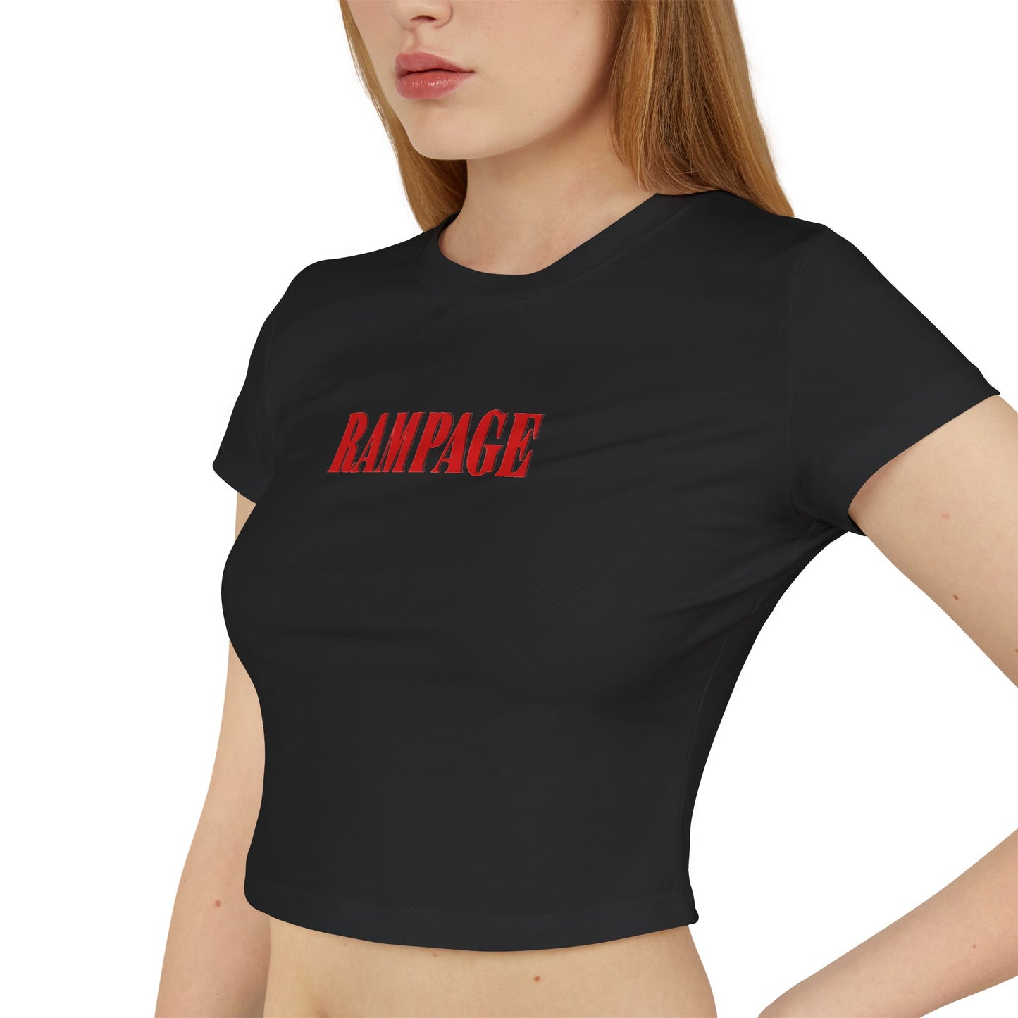 divine feminine edit cropped baby tee black; Rampage graphic tee