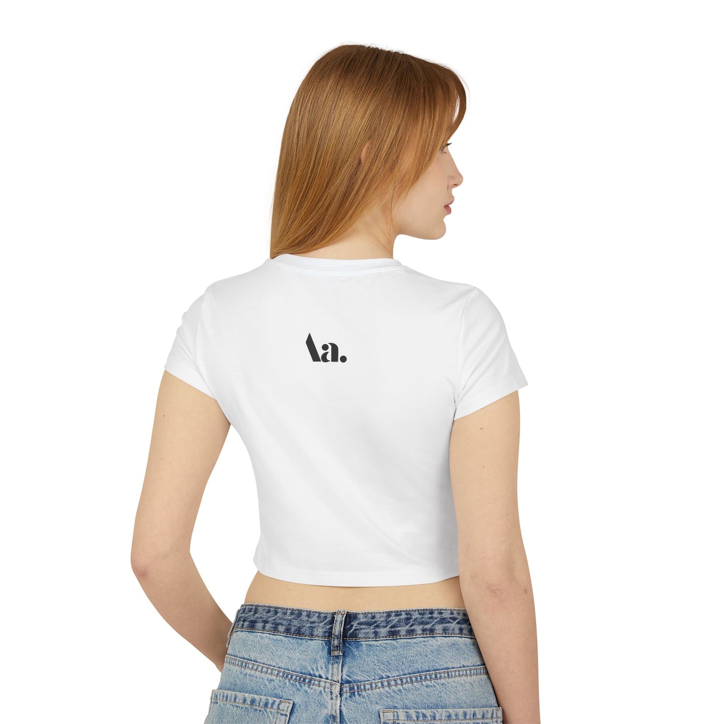 divine feminine edit cropped baby tee white; Cool Girl Monologue graphic