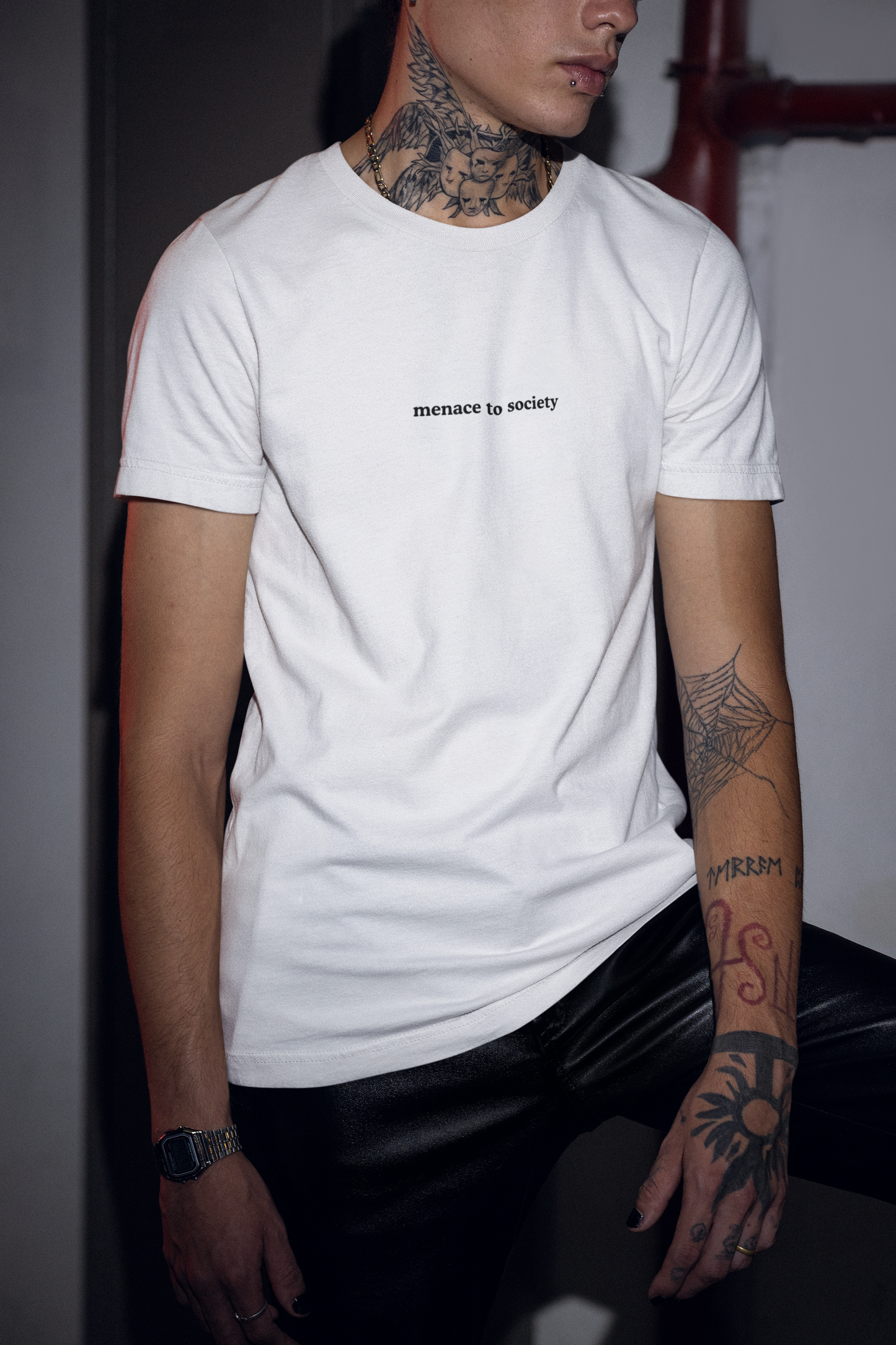 Aa | menace to society graphic slogan boyfriend tee | jersey short sleeve oversized original cotton