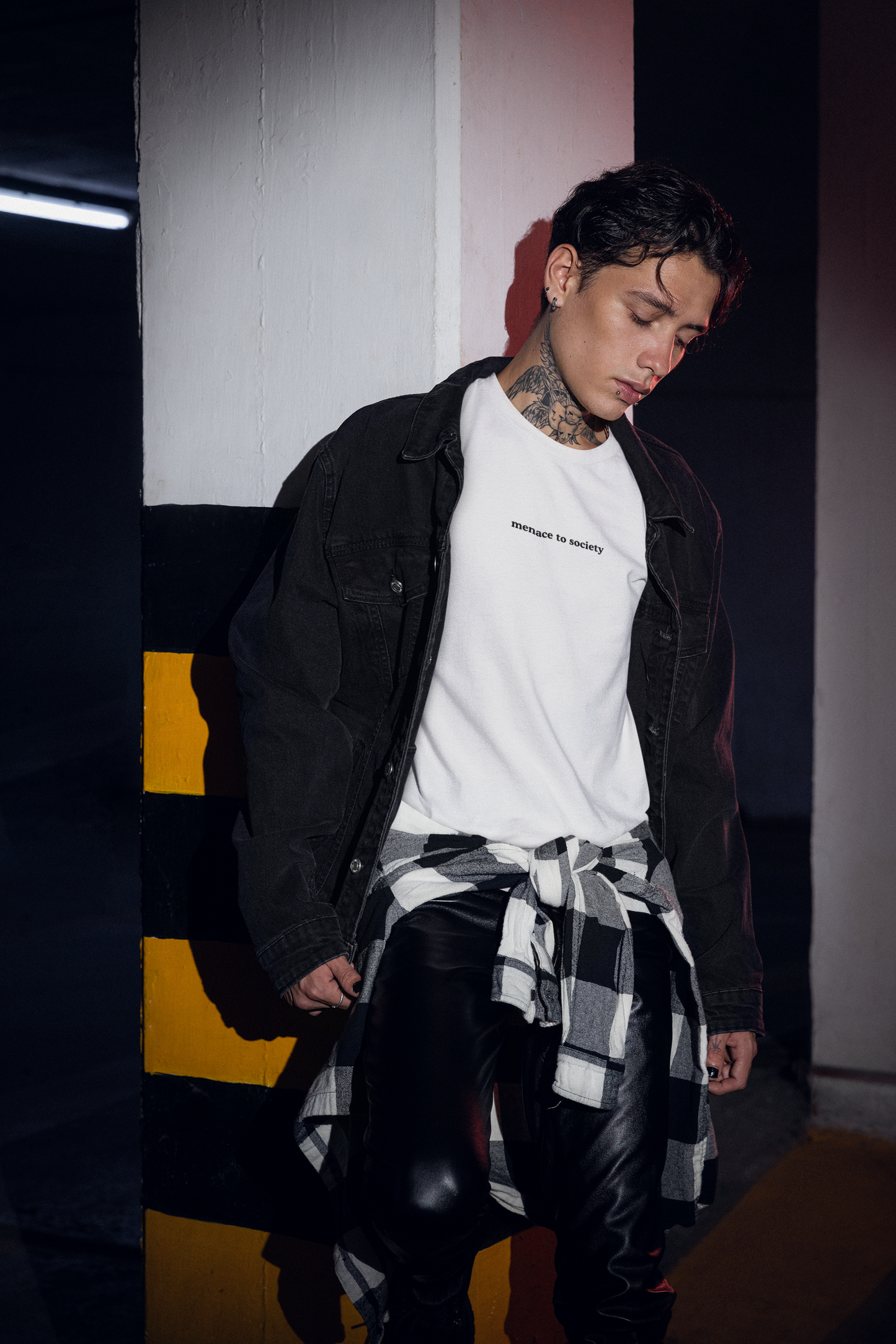 Aa | menace to society graphic slogan boyfriend tee | jersey short sleeve oversized original cotton