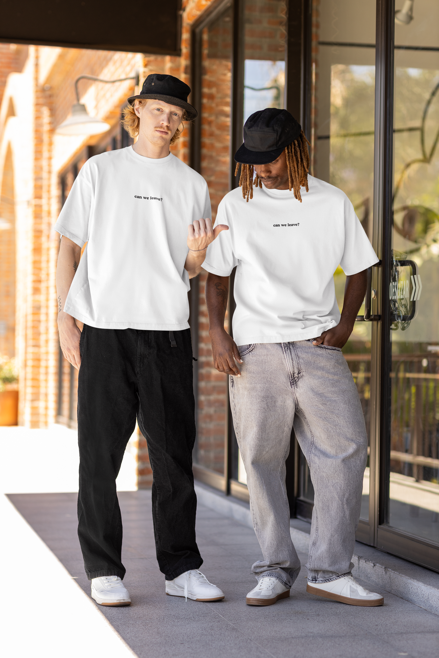 Aa | can we leave? graphic slogan boyfriend tee | jersey short sleeve oversized original cotton