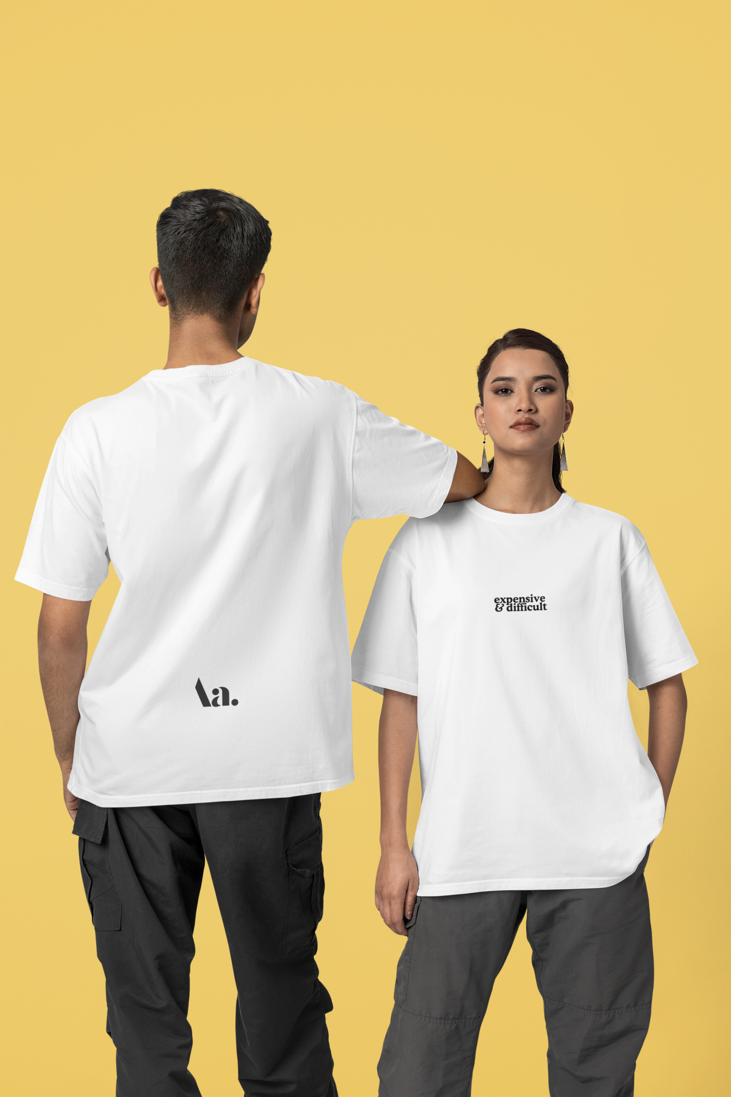 Aa | expensive&difficult graphic slogan boyfriend tee | jersey short sleeve oversized original cotton