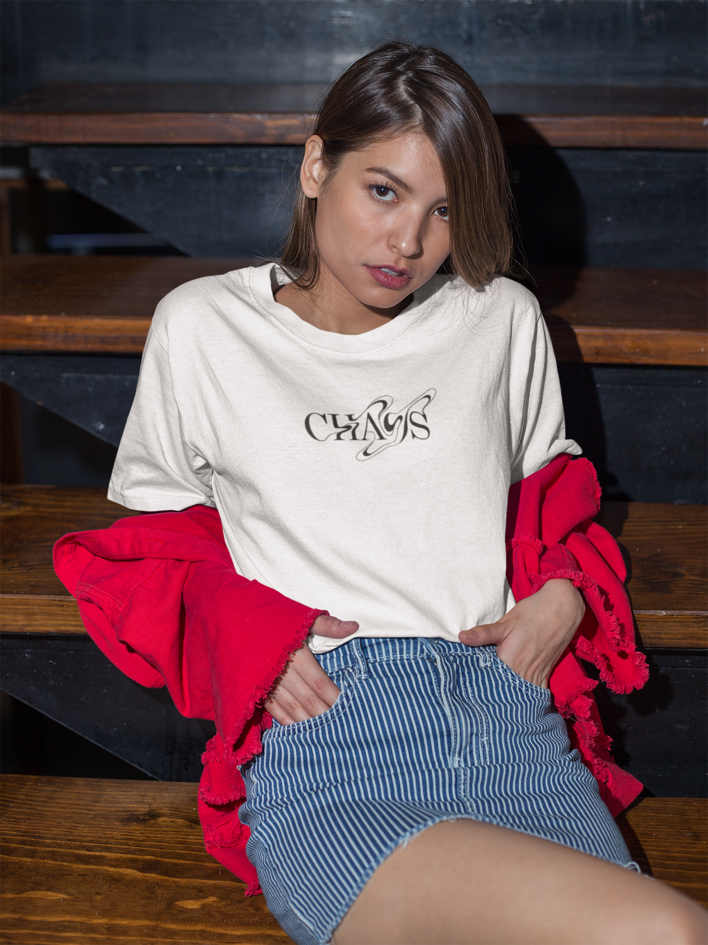 Aa | CHAOS graphic slogan boyfriend tee | jersey short sleeve oversized original cotton