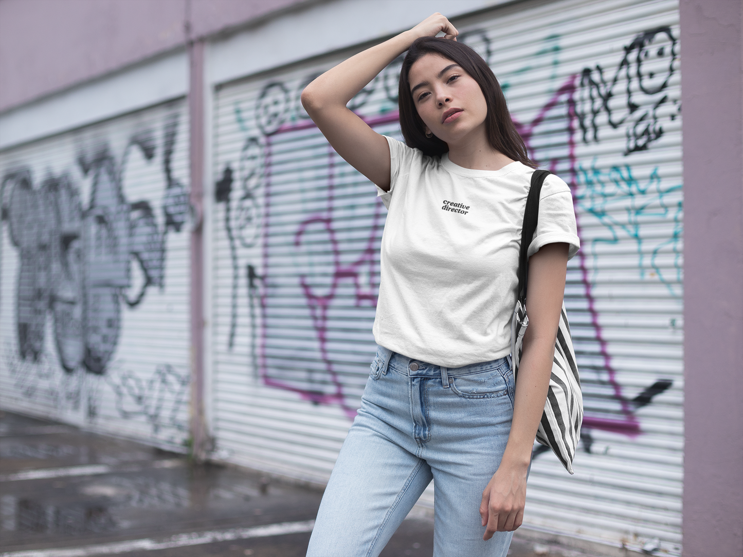 Aa creative director graphic slogan jersey short sleeve original cotton boyfriend tee