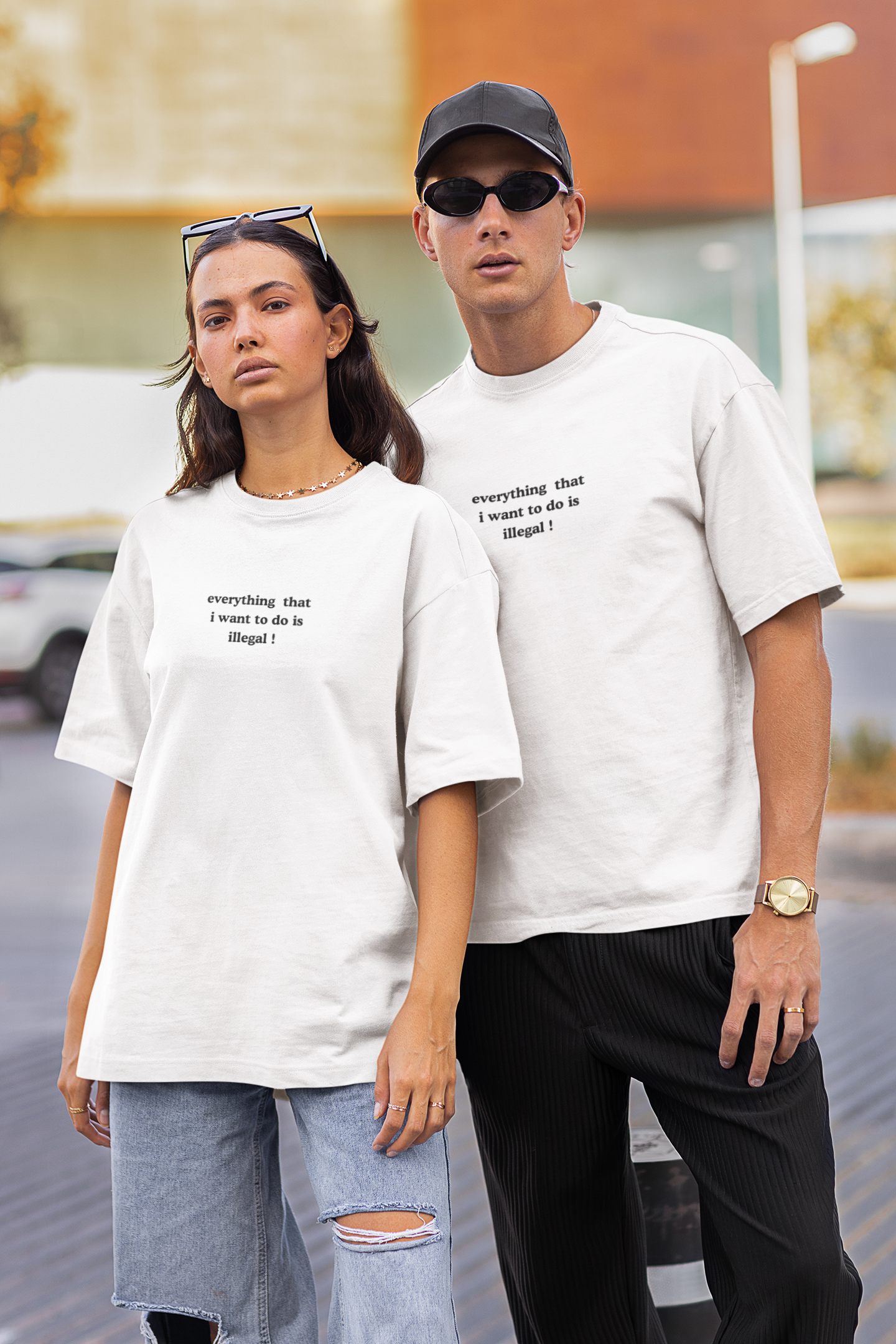 Aa everything that I want to do is illegal ! graphic slogan jersey short sleeve original cotton boyfriend tee