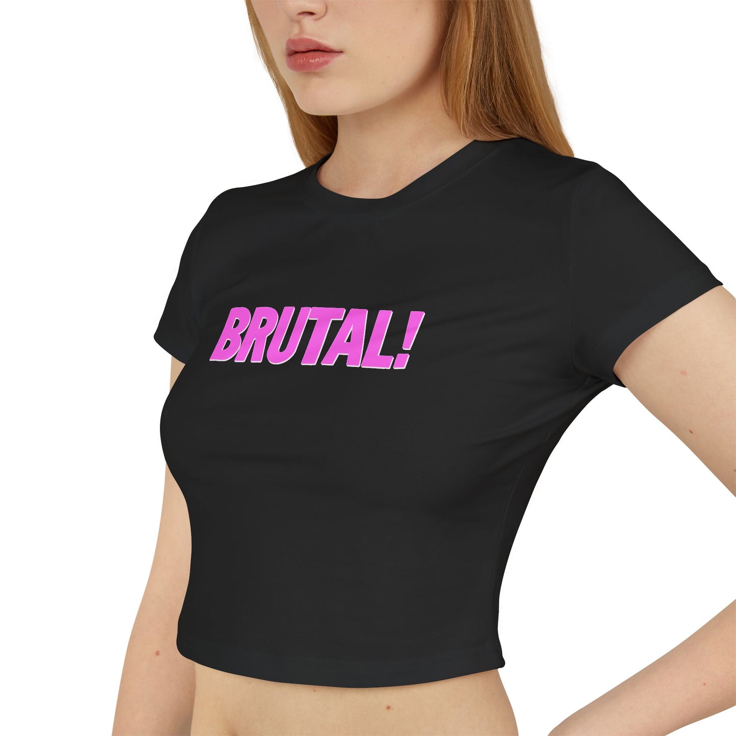divine feminine edit cropped baby tee black; BRUTAL graphic tee