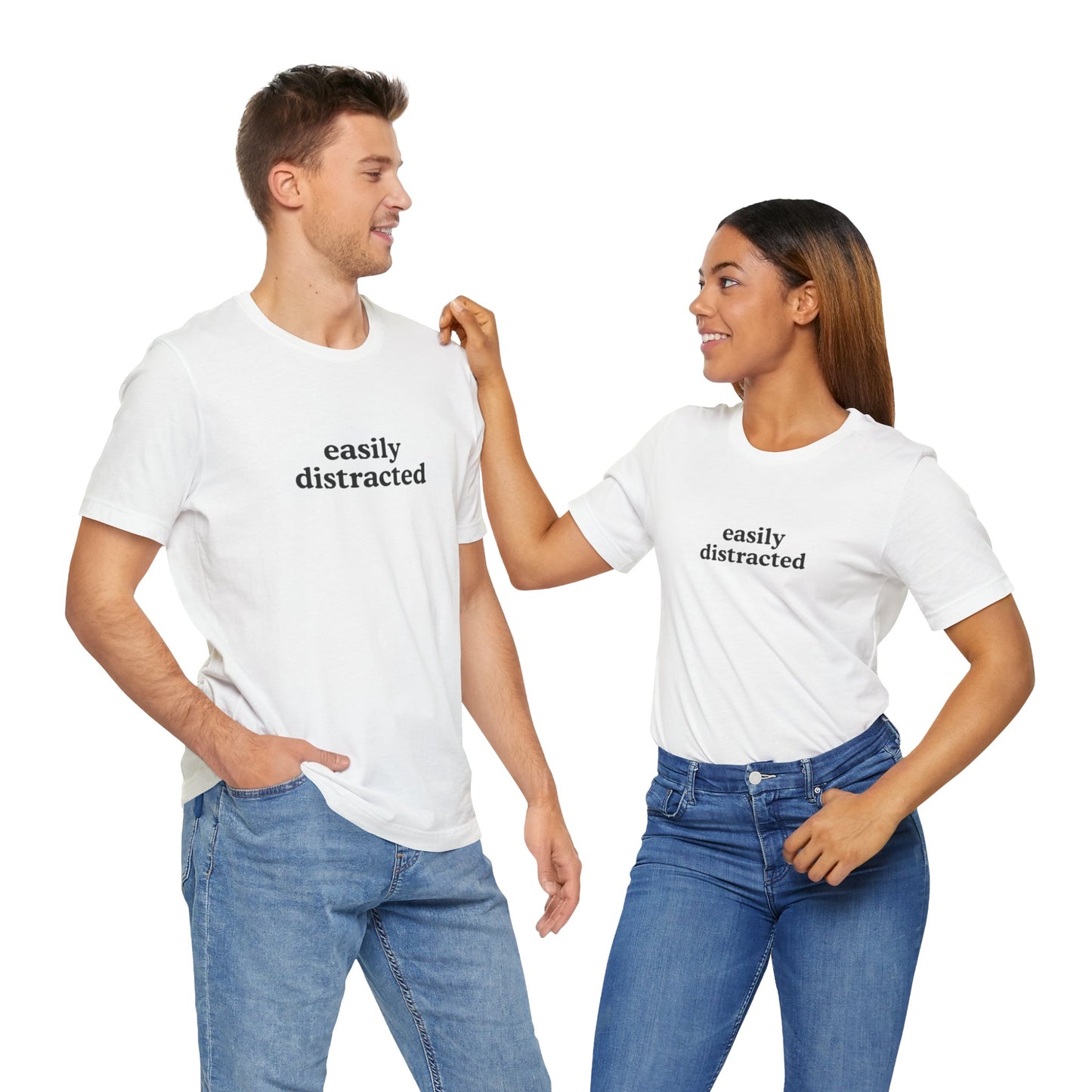 Aa original easily distracted graphic slogan jersey short sleeve boyfriend tee