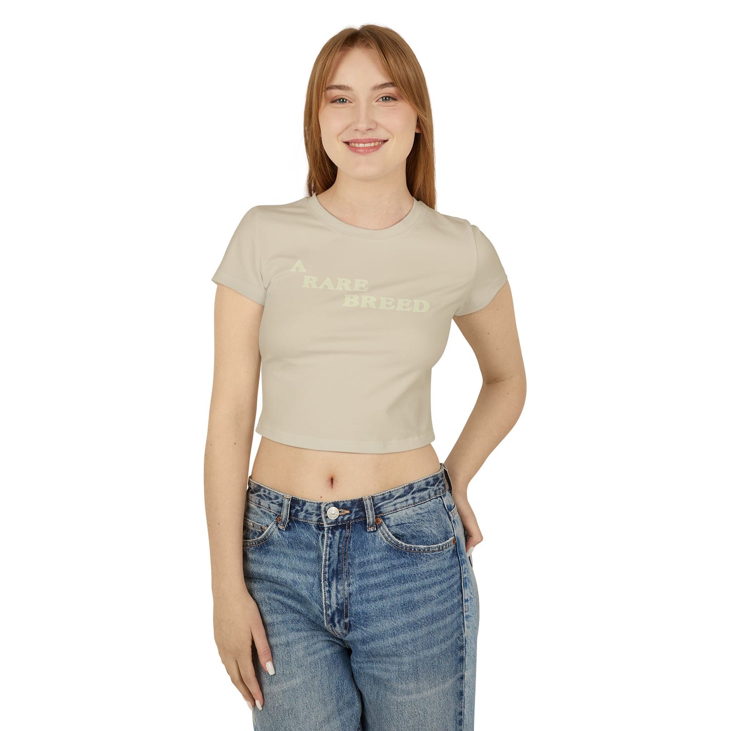 divine feminine edit cropped baby tee; A Rare Breed graphic