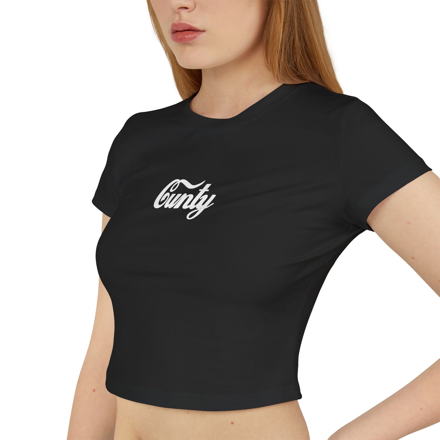 divine feminine edit cropped baby tee; C*nty graphic