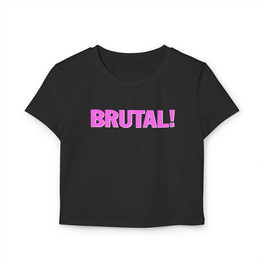 divine feminine edit cropped baby tee black; BRUTAL graphic tee