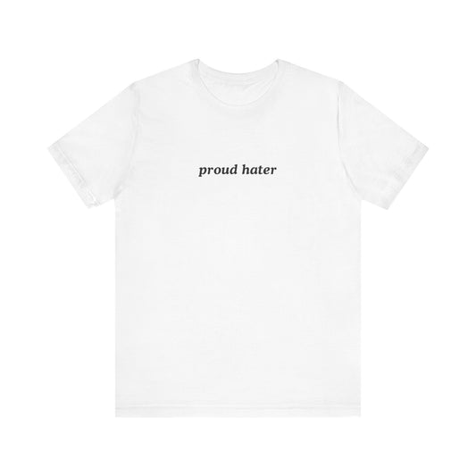 arxhive original proud hater italics graphic slogan jersey short sleeve boyfriend tee