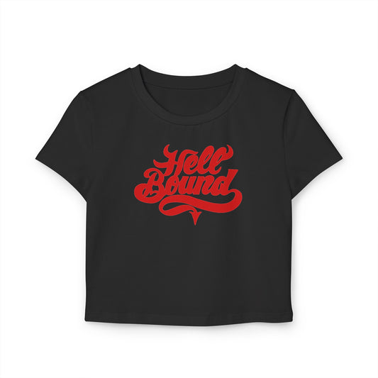divine feminine edit cropped baby tee black; Hell Bound graphic tee