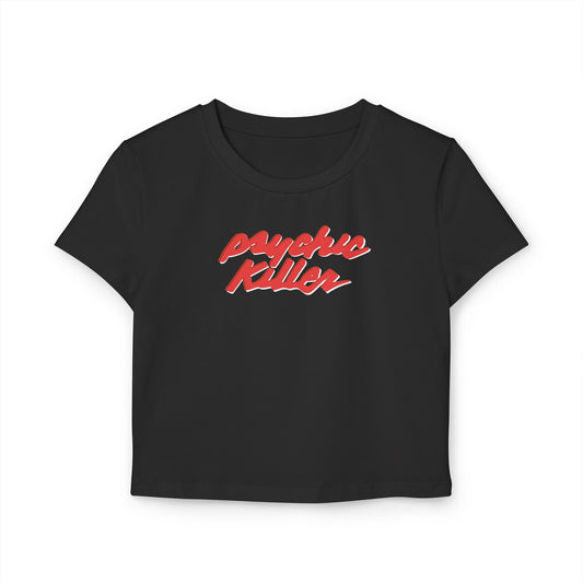 divine feminine edit cropped baby tee black; Psychic Killer
