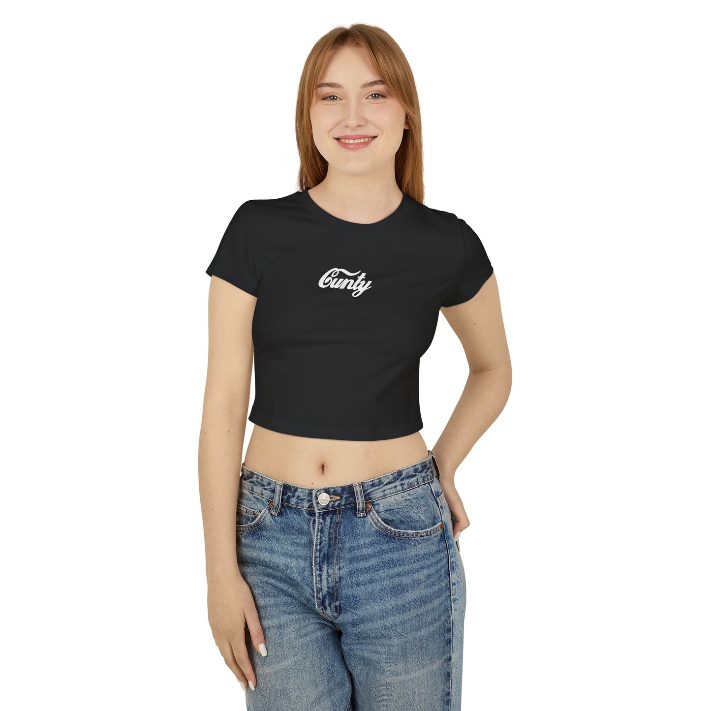 divine feminine edit cropped baby tee; C*nty graphic