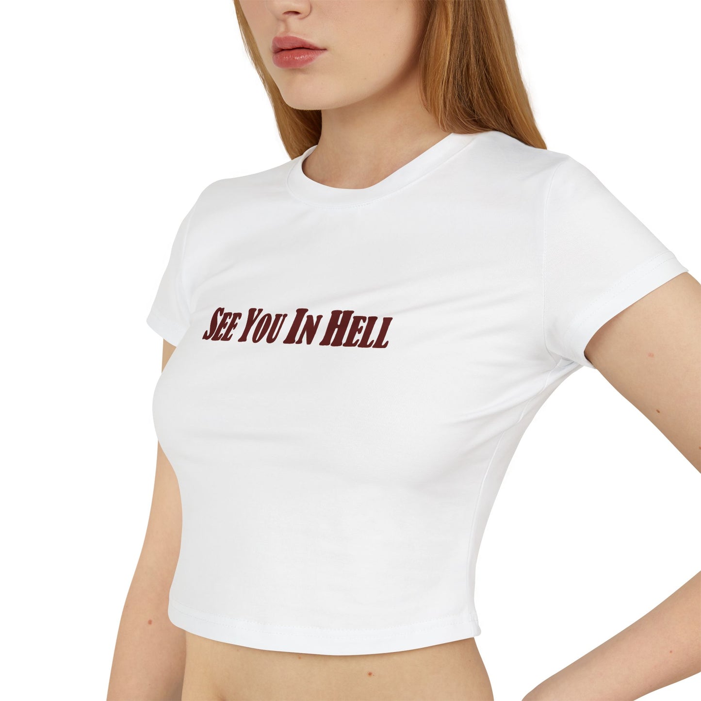 divine feminine edit cropped baby tee; See You In Hell Graphic T-Shirt