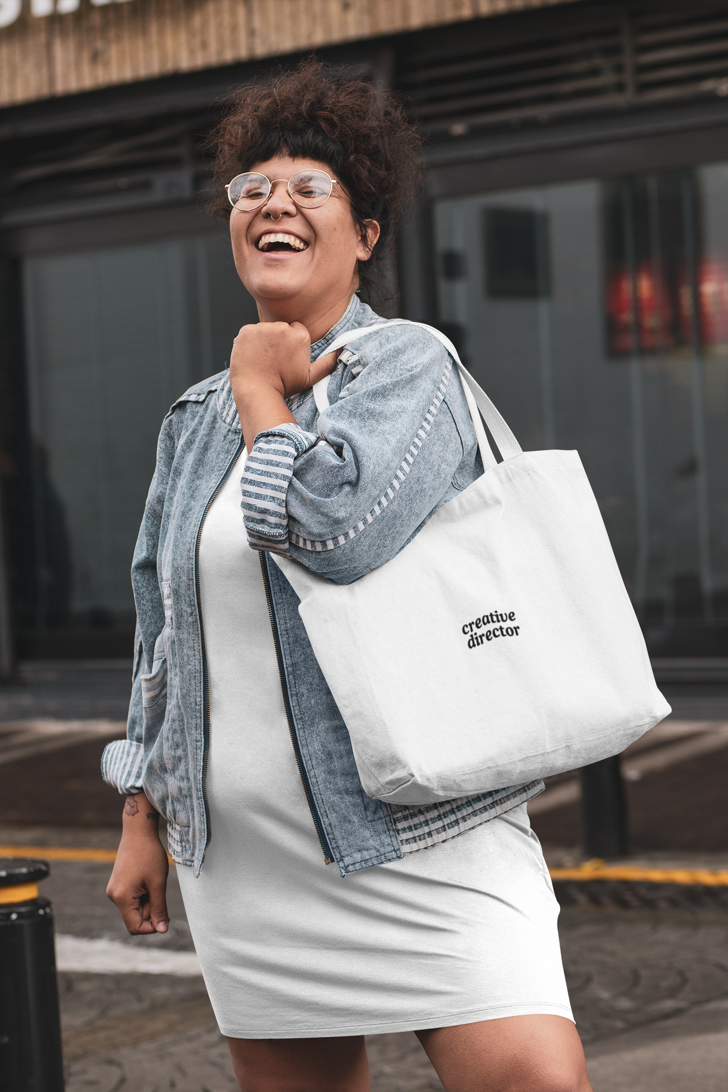 Aa | creative director slogan tote bag | reusable shopping bag, minimalist tote