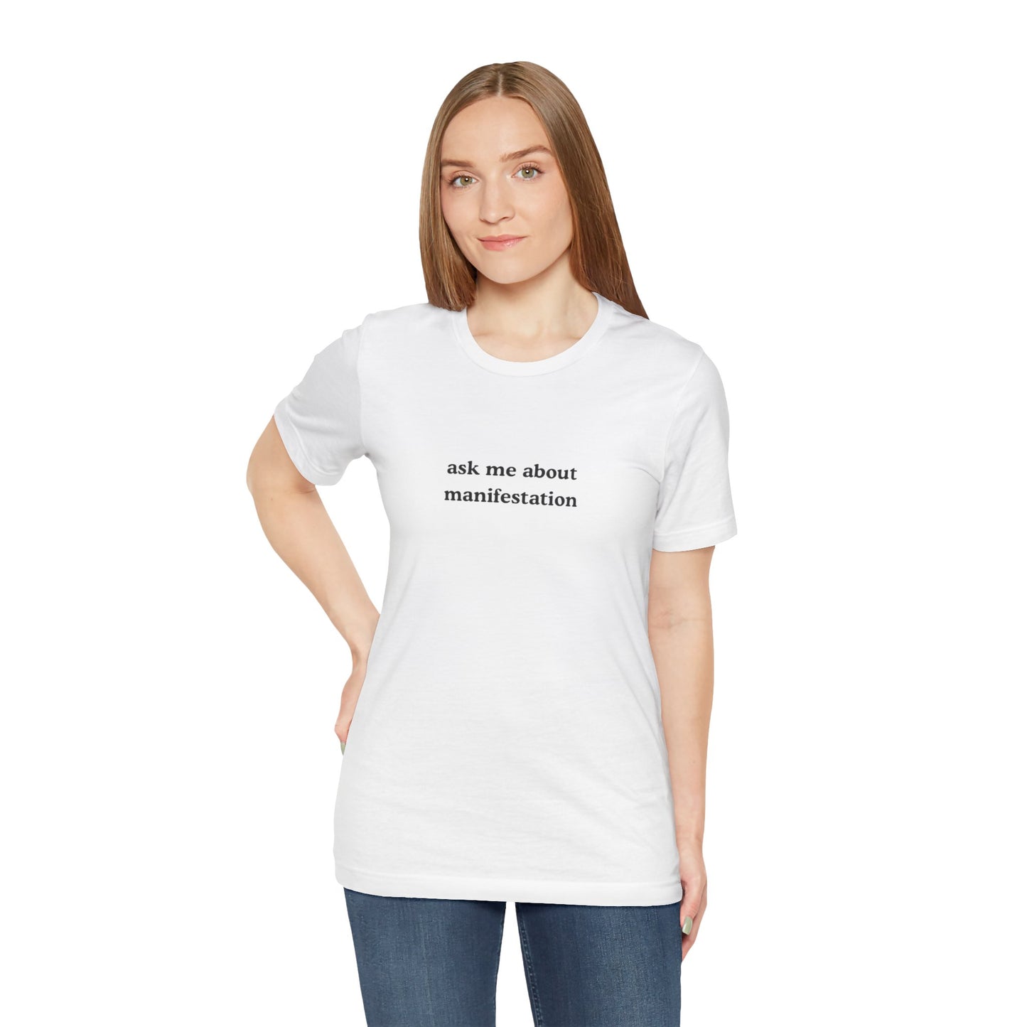Aa original ask me about manifestation graphic slogan jersey short sleeve boyfriend tee