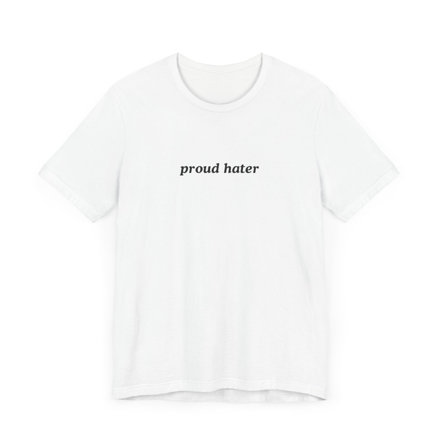 arxhive original proud hater italics graphic slogan jersey short sleeve boyfriend tee