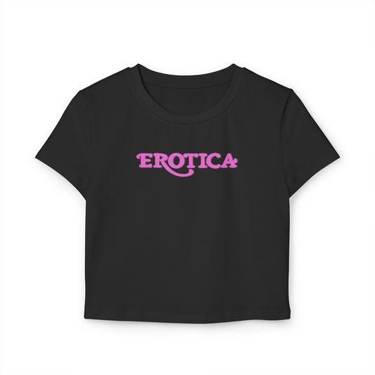 divine feminine edit cropped baby tee black; Erotica graphic