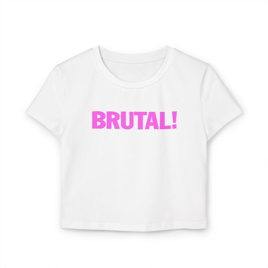 divine feminine edit cropped baby tee white; BRUTAL graphic tee