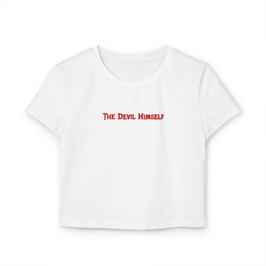 divine feminine edit cropped baby tee white; The Devil Himself graphic