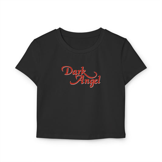 divine feminine edit cropped baby tee black; Dark Angel graphic