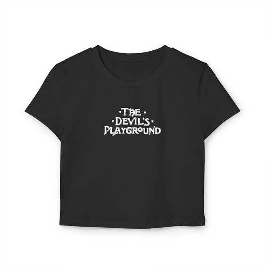 divine feminine edit cropped baby tee; The Devils Playground graphic tee